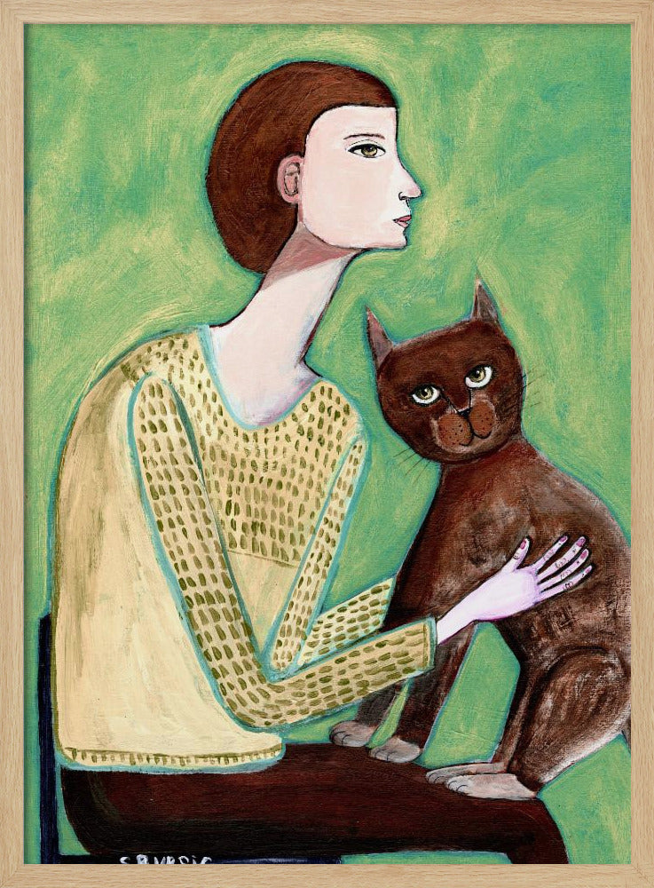 Vrouw met kat | Poster