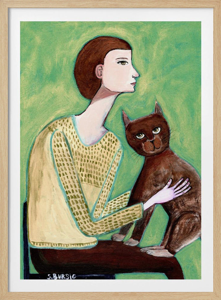 Vrouw met kat | Poster