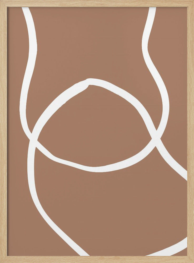 Abstracte lijnen Mocha 2 | Poster