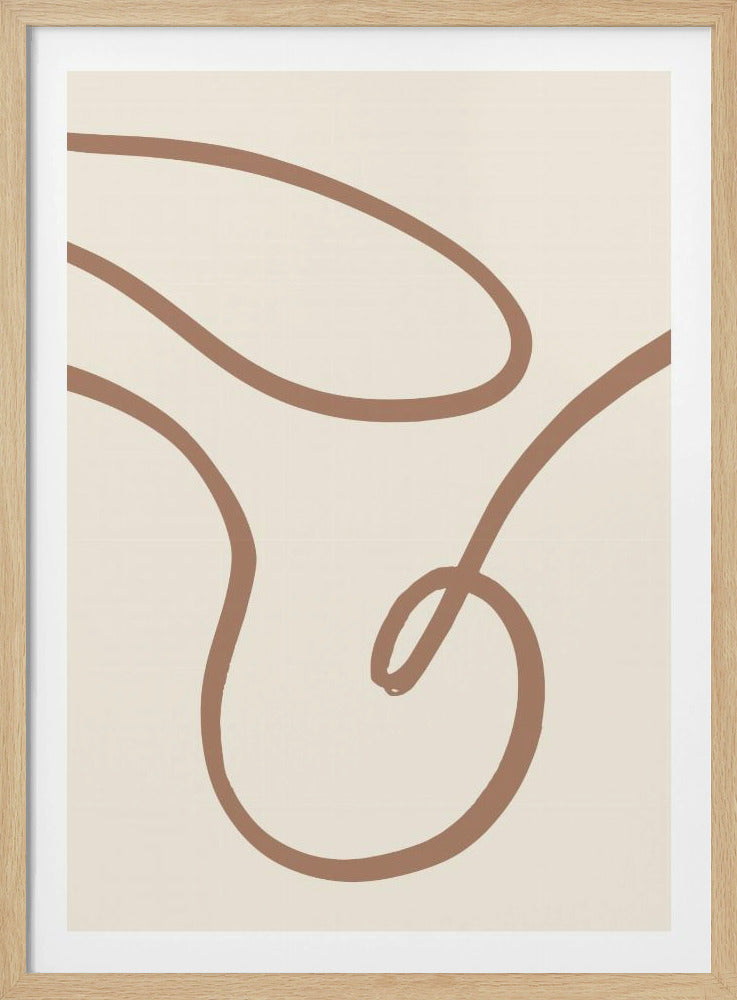 Abstracte lijnen Mocha 3 | Poster