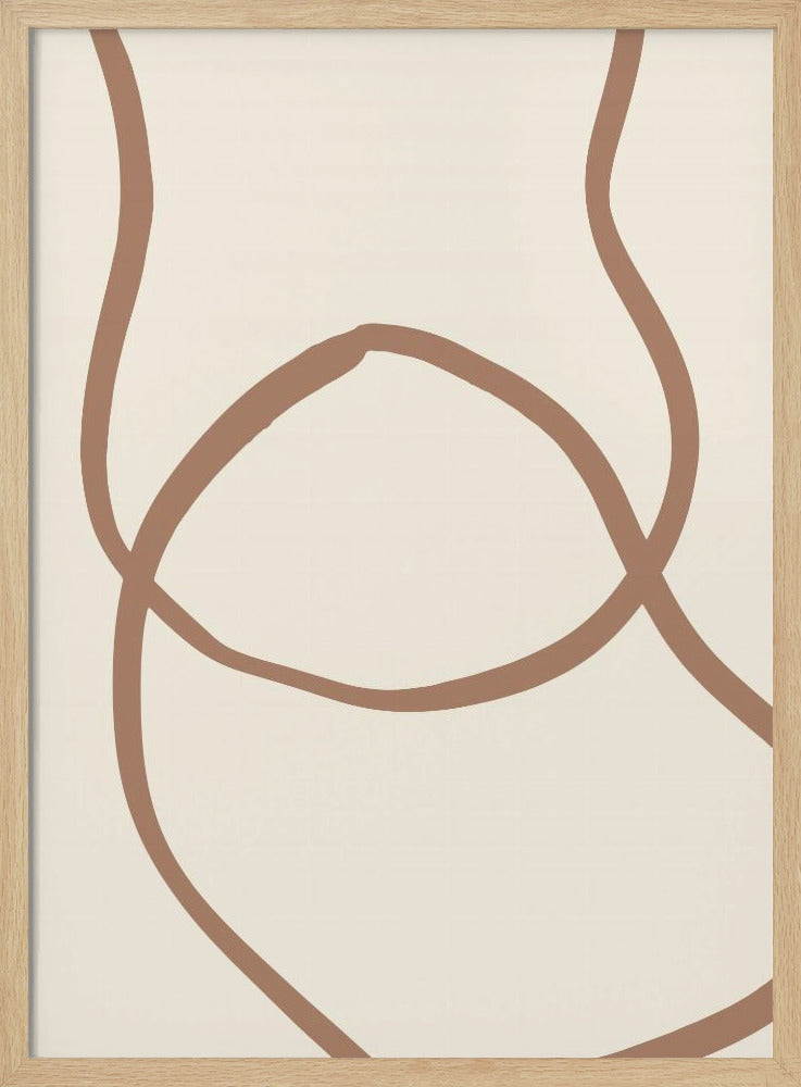 Abstracte lijnen Mocha 6 | Poster