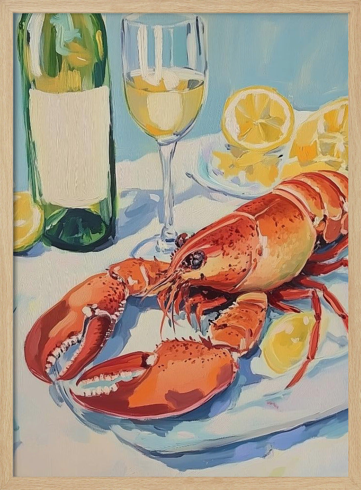 Stilleven met kreeft en wijn | Poster