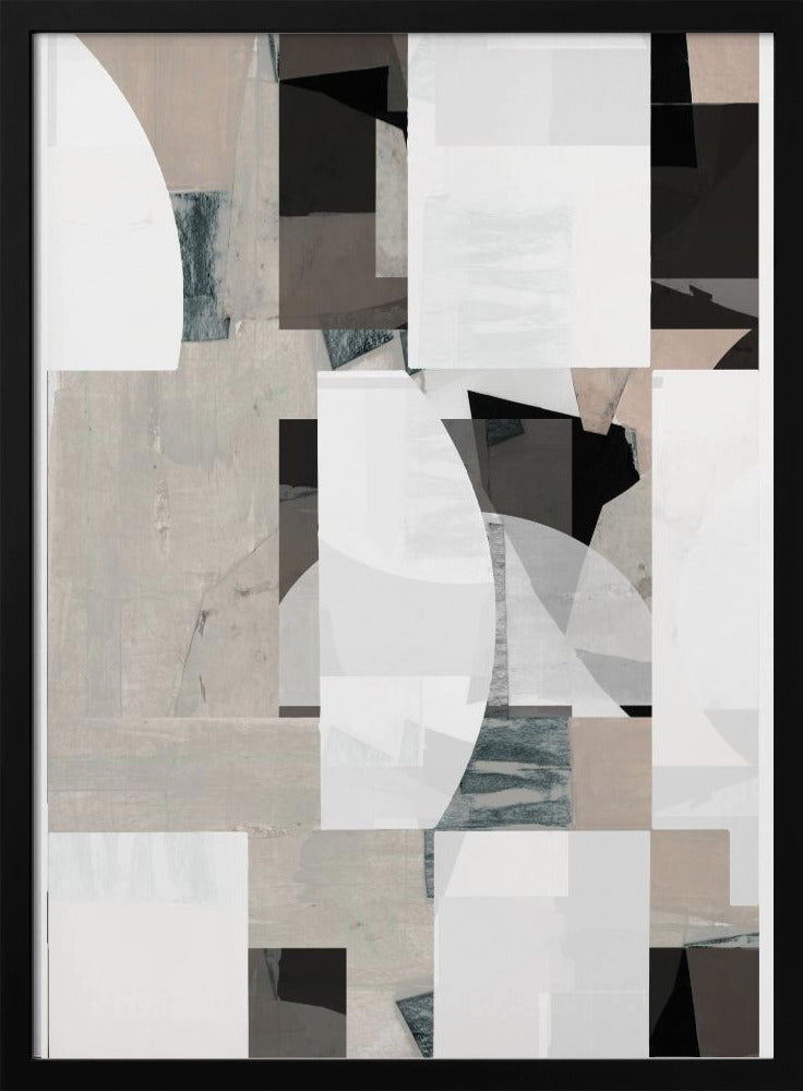 Abstracte Mocha Zwart Wit Compositie Nr. 1 | Poster