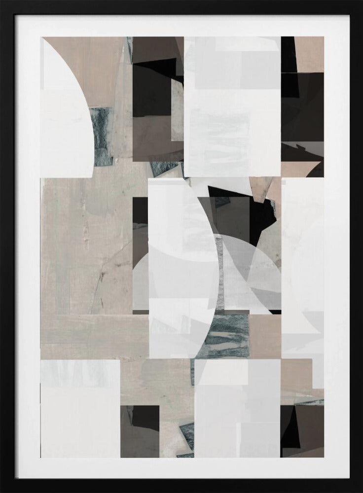 Abstracte Mocha Zwart Wit Compositie Nr. 1 | Poster