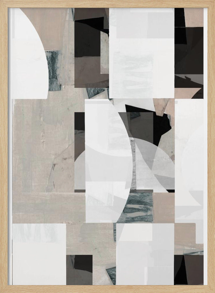 Abstracte Mocha Zwart Wit Compositie Nr. 1 | Poster