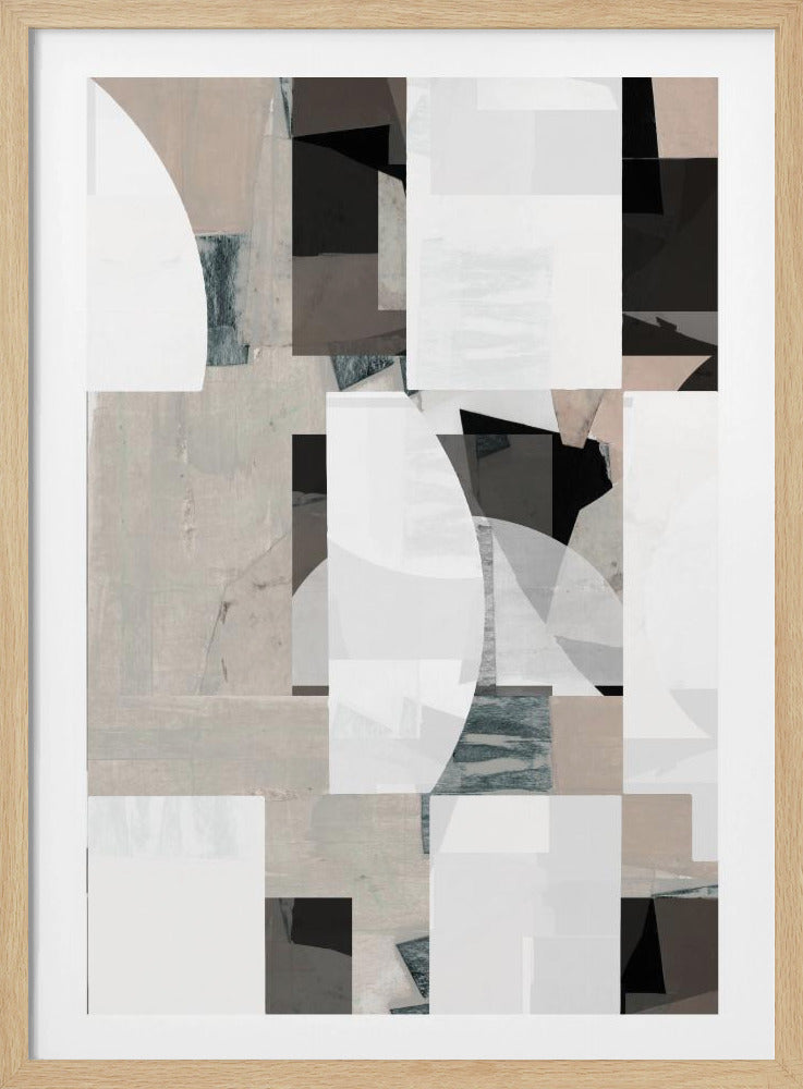 Abstracte Mocha Zwart Wit Compositie Nr. 1 | Poster