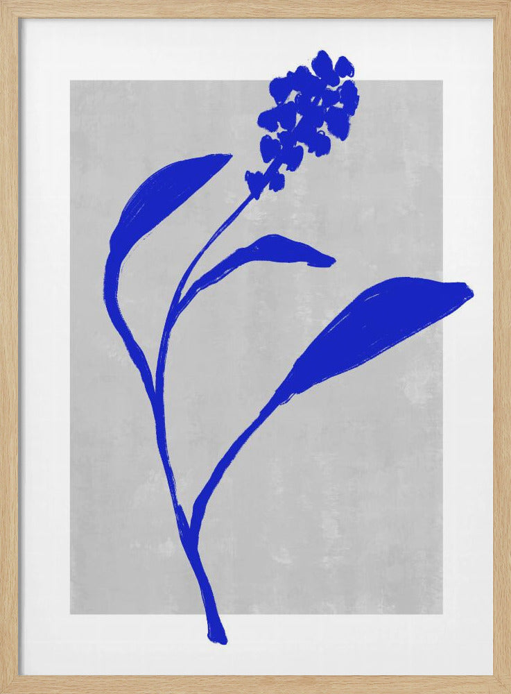 Silhouet van een azuurblauwe bloesem | Poster