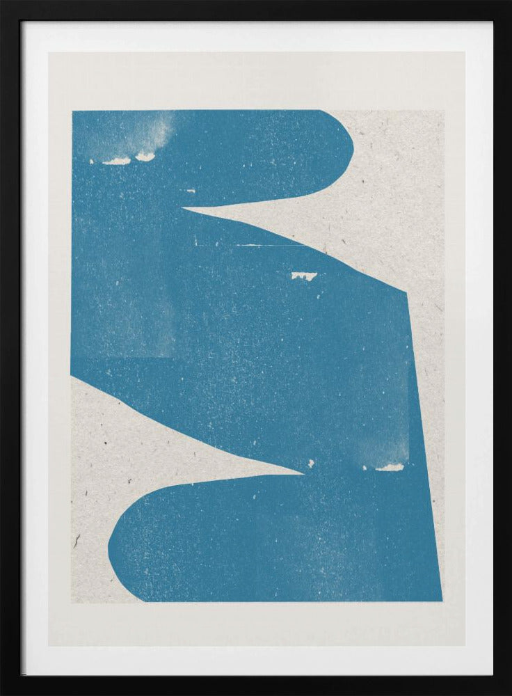 Blauwe abstracte curve | Poster