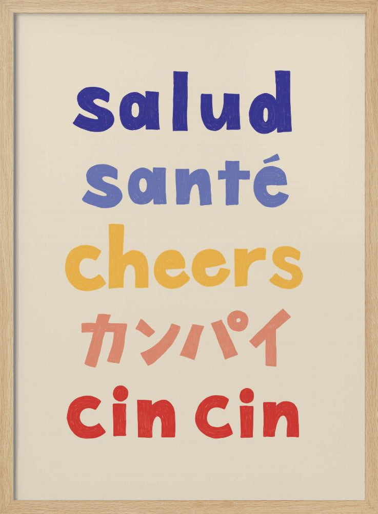 Proost typografie - Salud Santé Proost Kanpai Cin cin | Poster