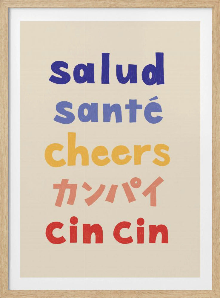 Proost typografie - Salud Santé Proost Kanpai Cin cin | Poster