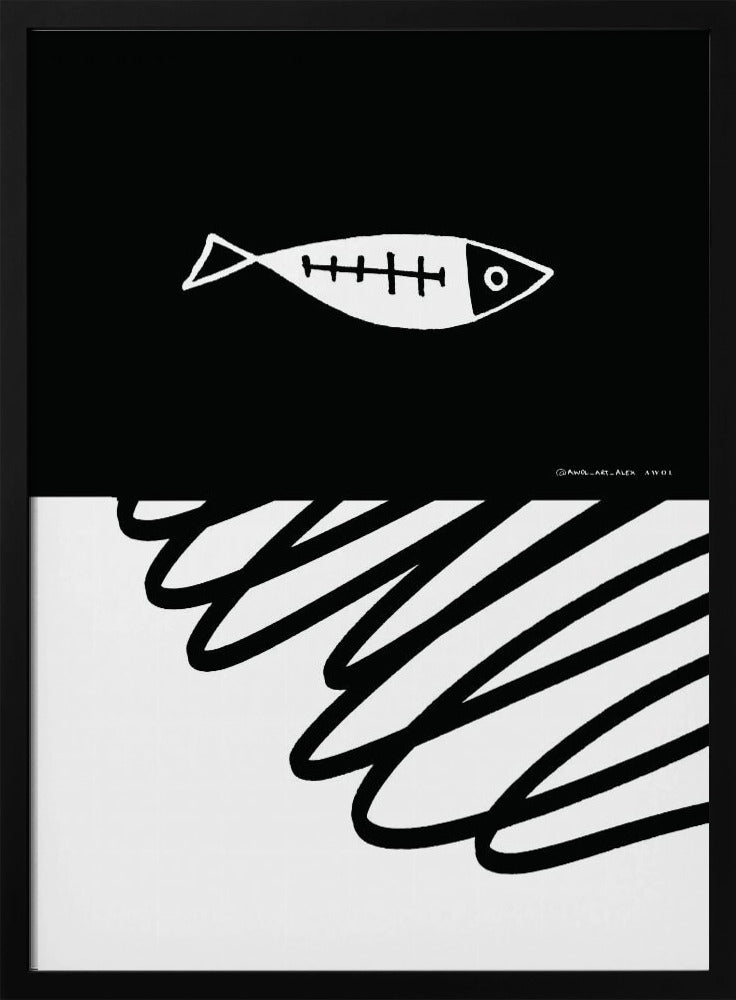 Minimalist Fish In Nordic Sea, Abstract Ocean Art Art Print | Poster