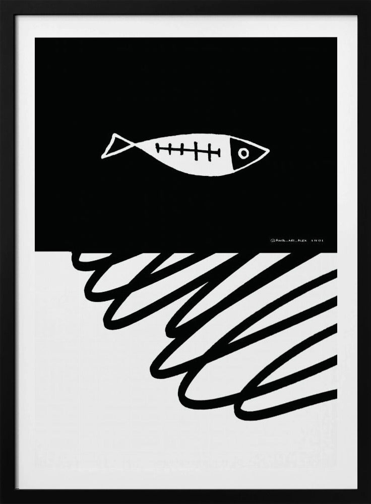 Minimalist Fish In Nordic Sea, Abstract Ocean Art Art Print | Poster