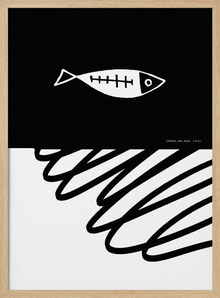 Minimalist Fish In Nordic Sea, Abstract Ocean Art Art Print | Poster