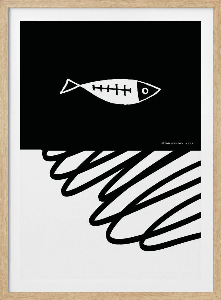 Minimalist Fish In Nordic Sea, Abstract Ocean Art Art Print | Poster