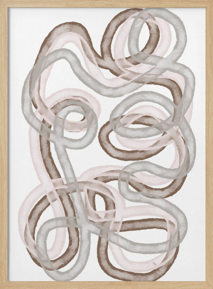Abstracte verweven lijnen in zachte aardse tinten | Poster
