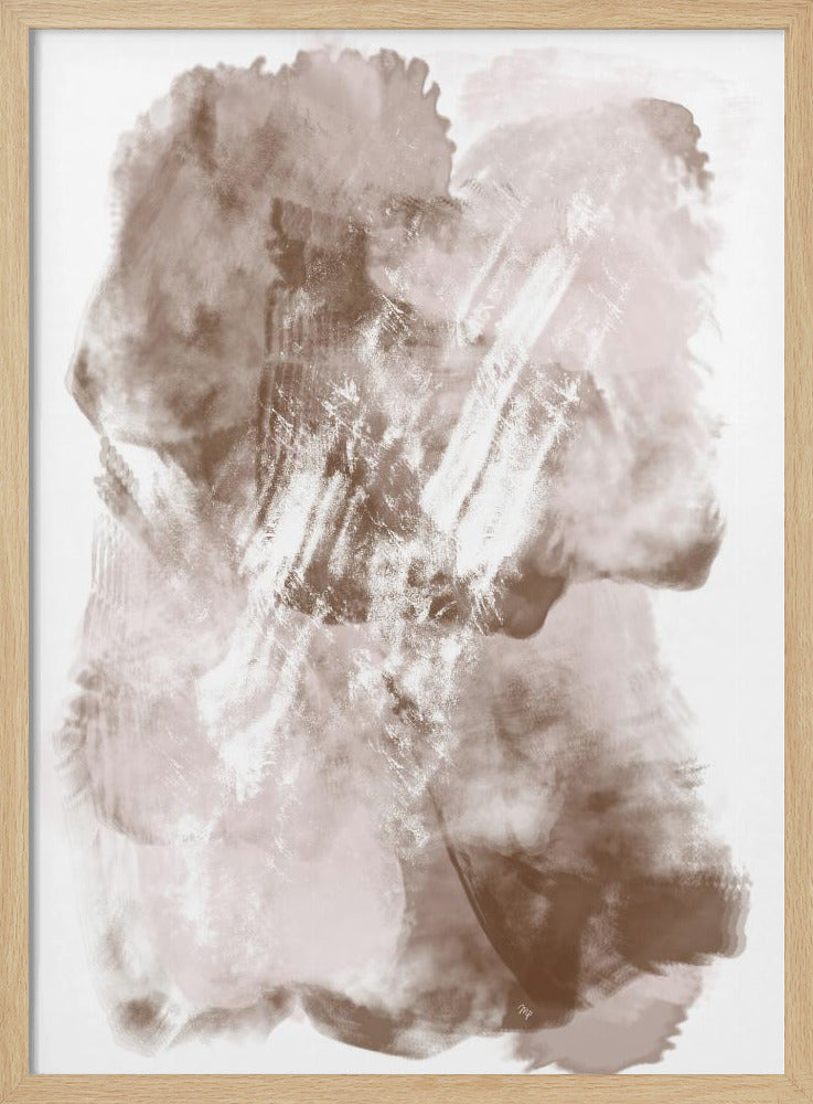 Abstract kunstwerk met zachte beige en bruine tinten | Poster