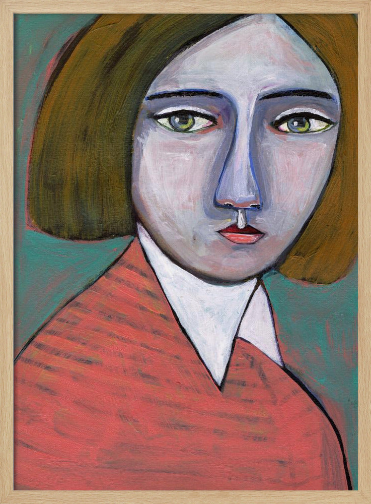 Dame in meloen trui | Poster