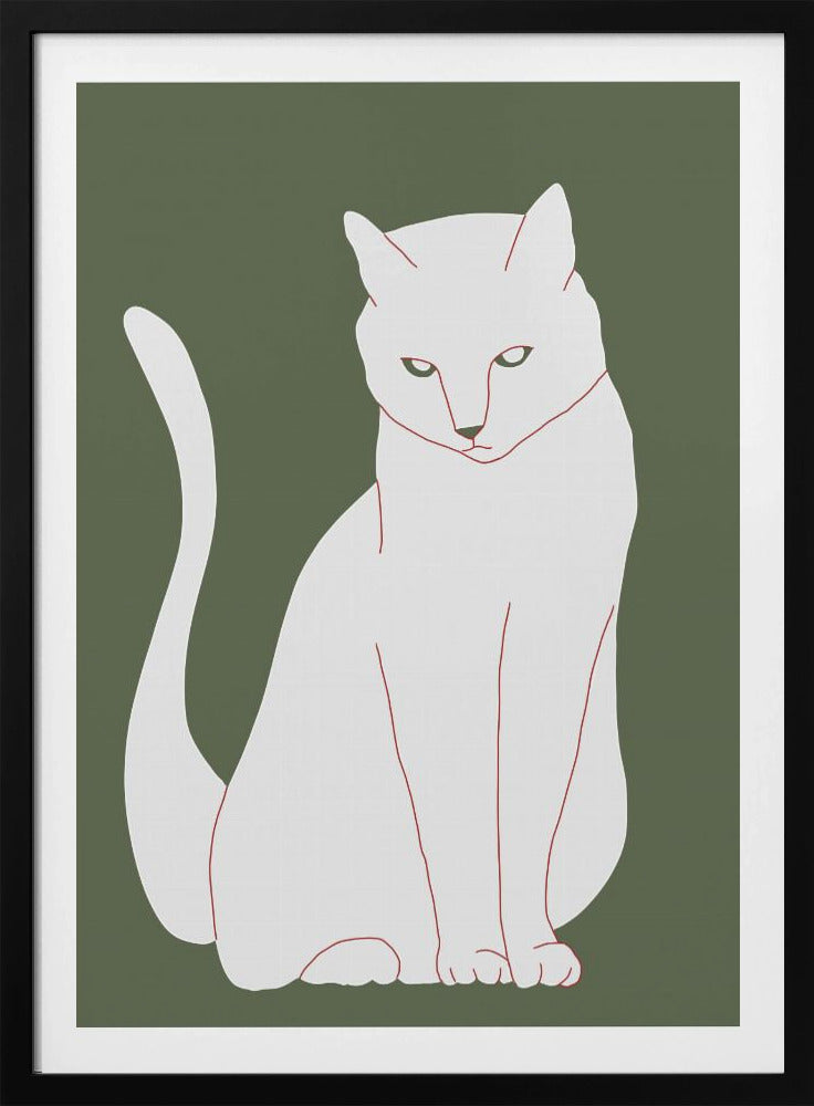 White and green cat | Poster