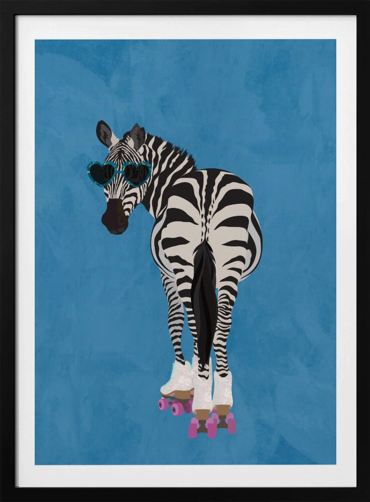 Rolschaatsen Zebra blauw | Poster