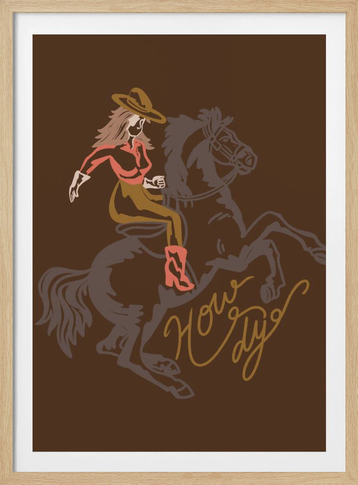 Cowgirl op een steigerend paard | Poster