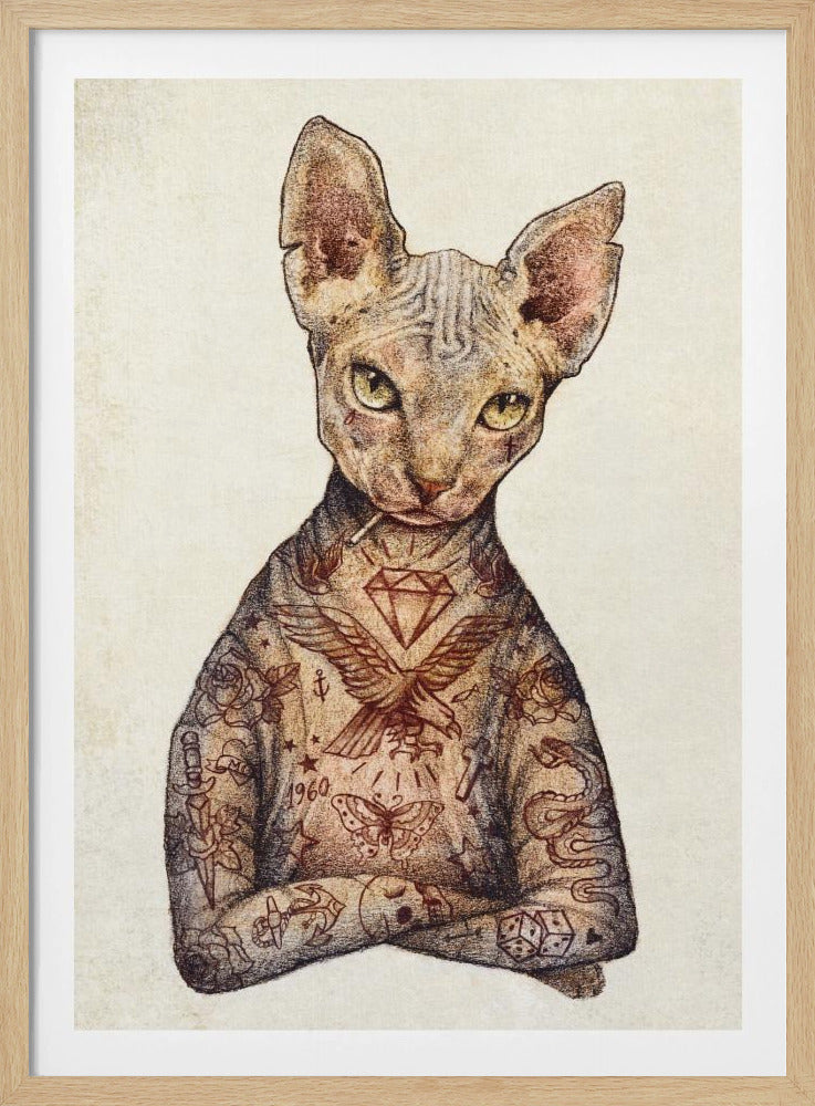 Stijlvolle tatoeage kat | Poster
