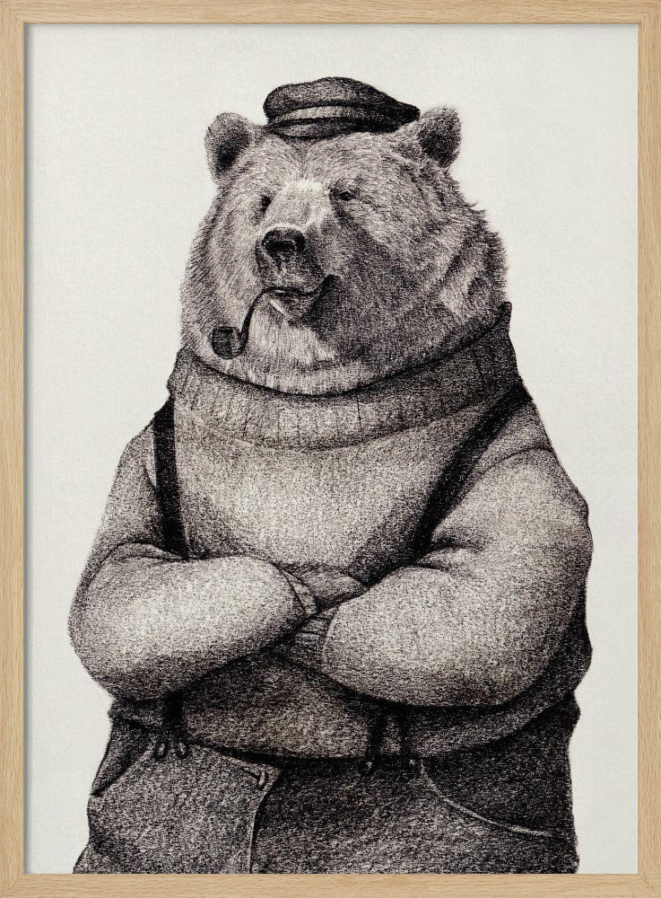 Beer in vintage kleding | Poster