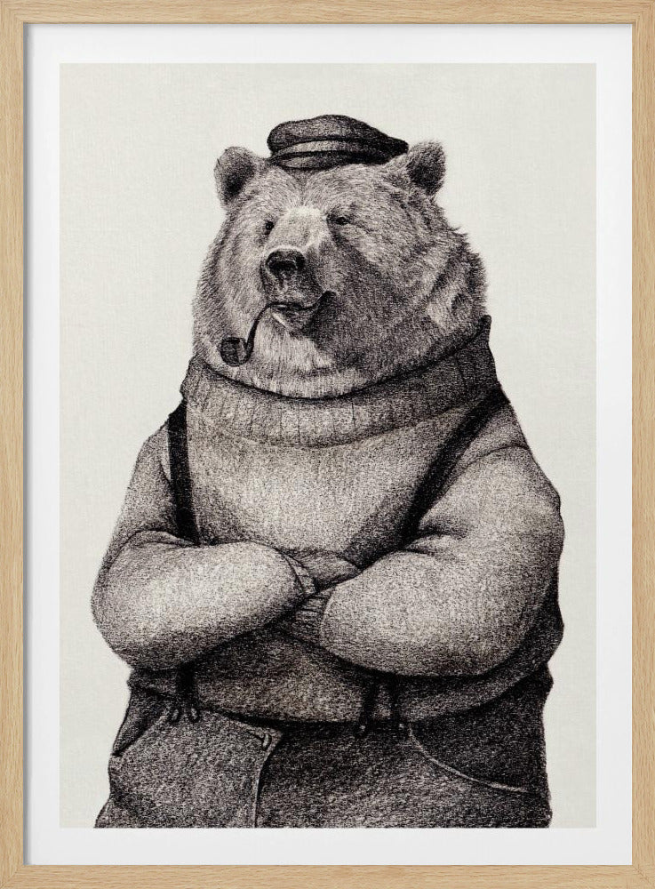 Beer in vintage kleding | Poster