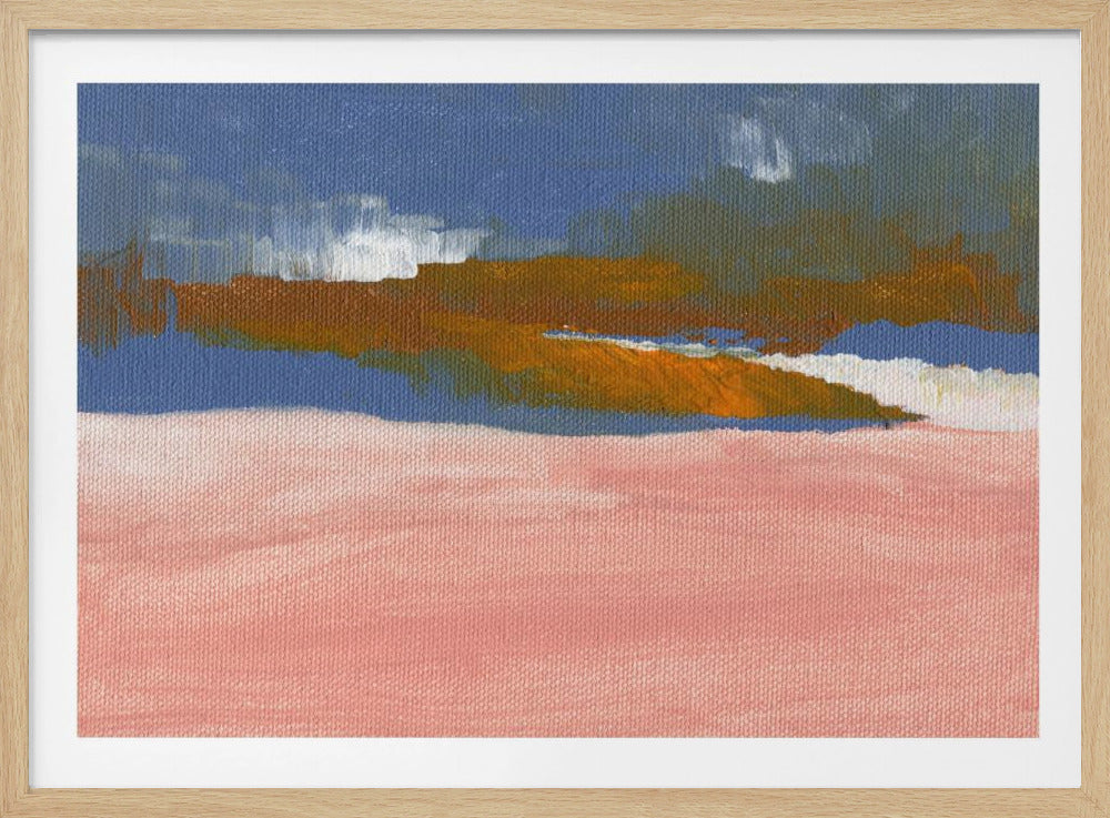 Blush roze, blauw en bruin | Poster