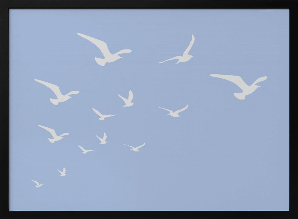 Meeuwen Blauwe Achtergrond | Poster