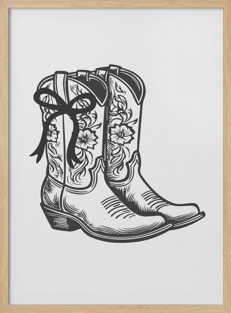 Zwarte cowgirllaarzen met strik | Poster