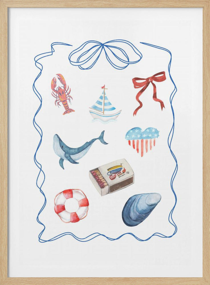 Aquarelkunstwerk met nautisch thema | Poster