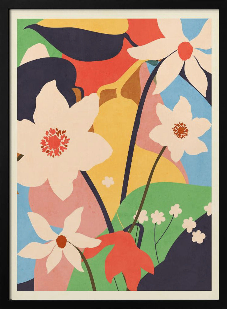 Abstracte kunst landschap bloemen | Poster