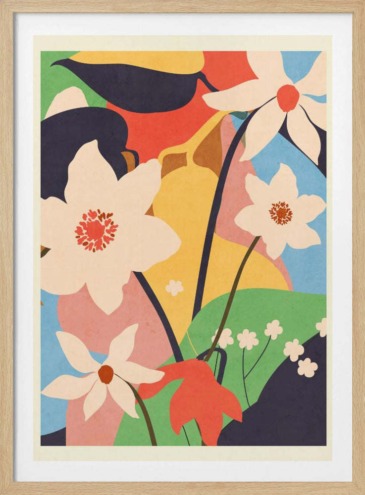 Abstracte kunst landschap bloemen | Poster