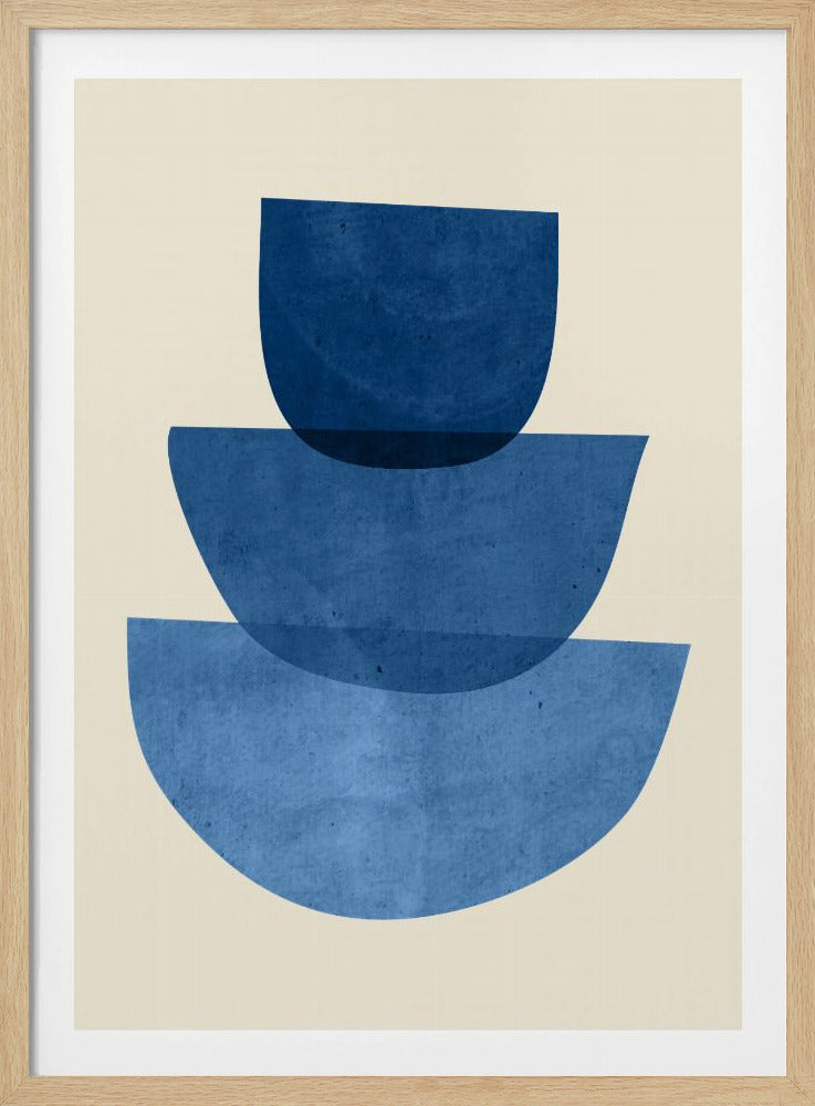 Geometrische abstracte vormen blauw | Poster