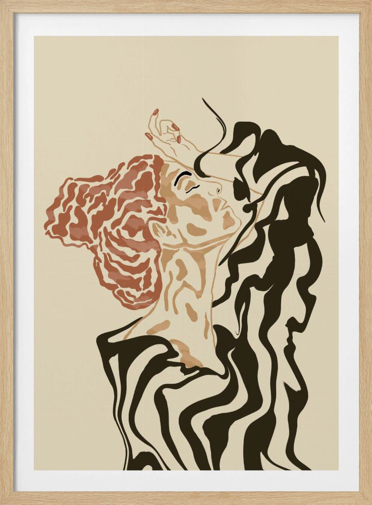 Vrouw in een gestreepte blouse | Poster