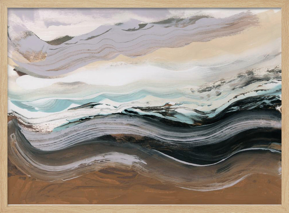 Abstract landschap golven mokka | Poster