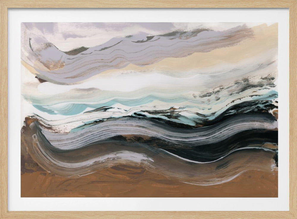 Abstract landschap golven mokka | Poster