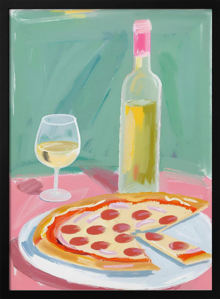 Pizza en wijn | Poster