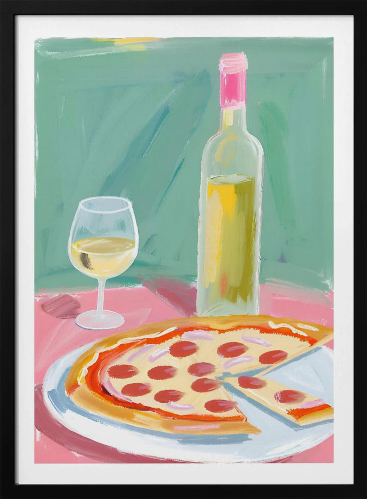 Pizza en wijn | Poster
