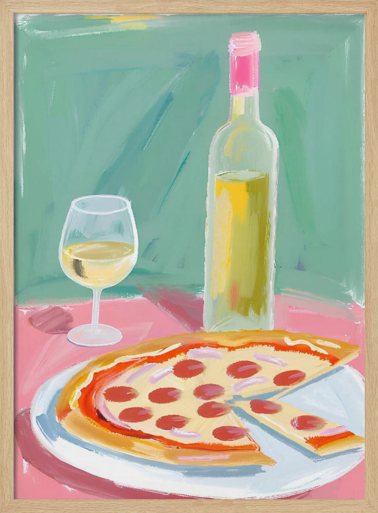 Pizza en wijn | Poster