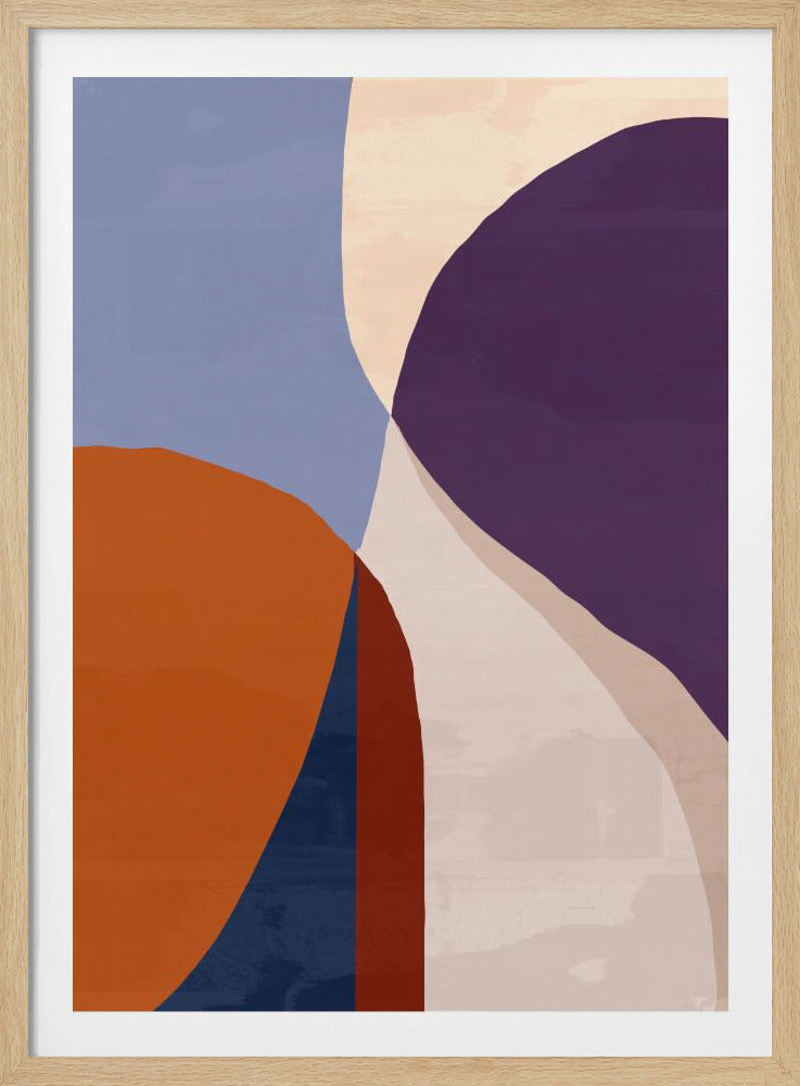 Organische vormen in aardse en blauwe tinten | Poster