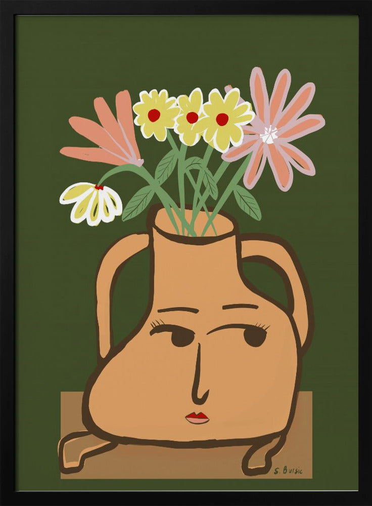 Dame vaas met bloemen | Poster