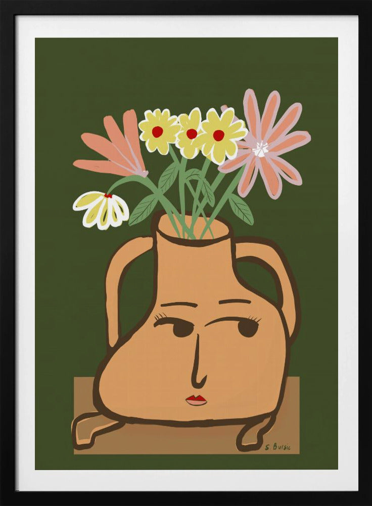 Dame vaas met bloemen | Poster