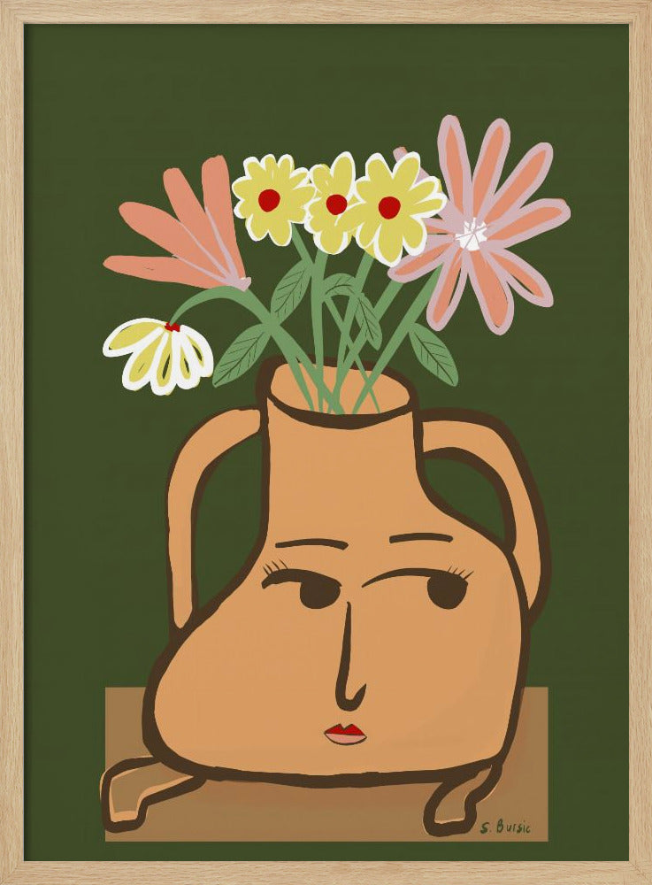 Dame vaas met bloemen | Poster