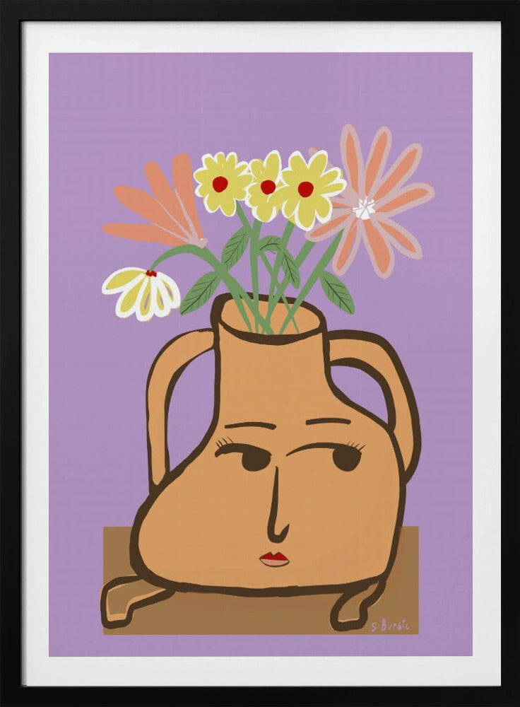 Dame vaas met bloemen | Poster