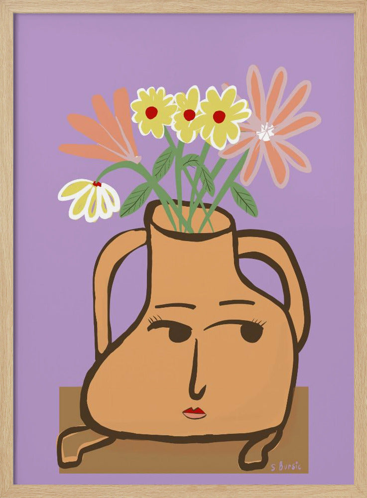 Dame vaas met bloemen | Poster