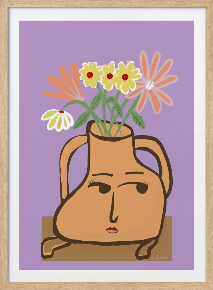 Dame vaas met bloemen | Poster