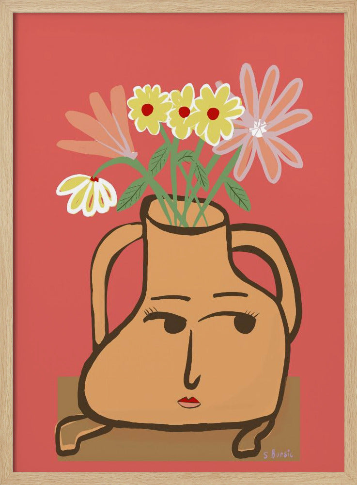 Dame vaas met bloemen | Poster