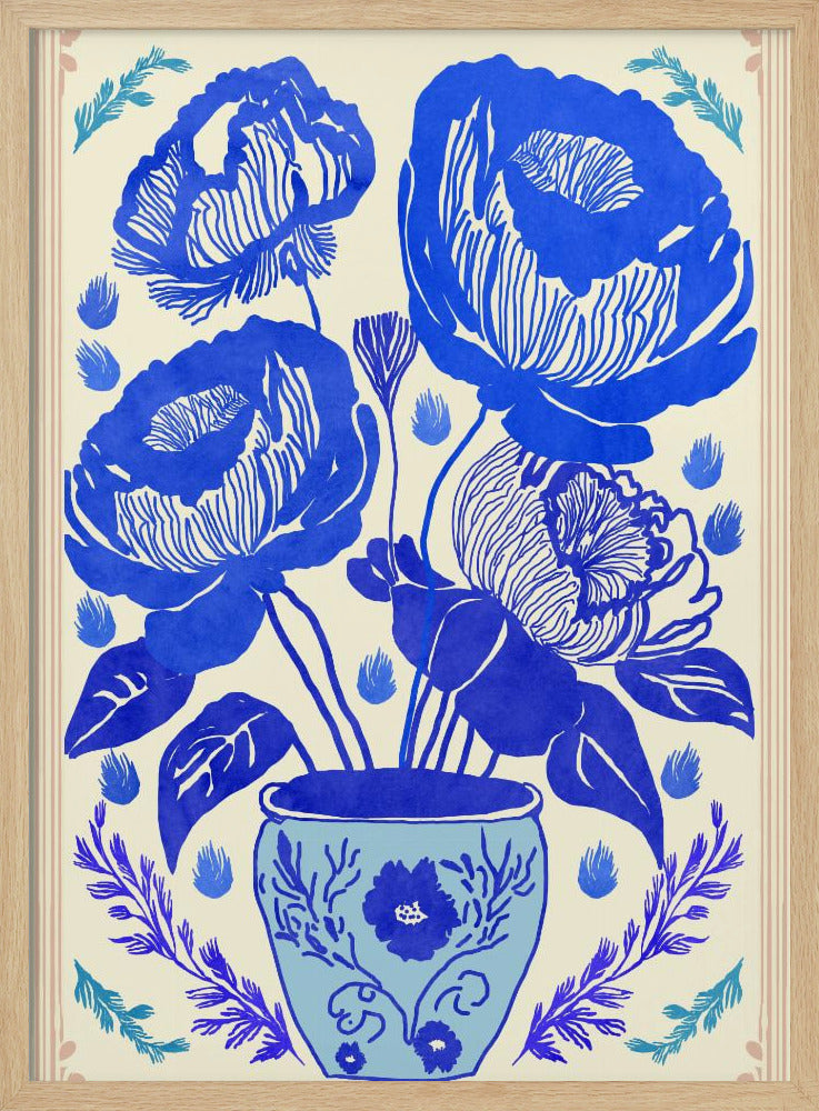 Blauwe Bloesem Vaas | Poster