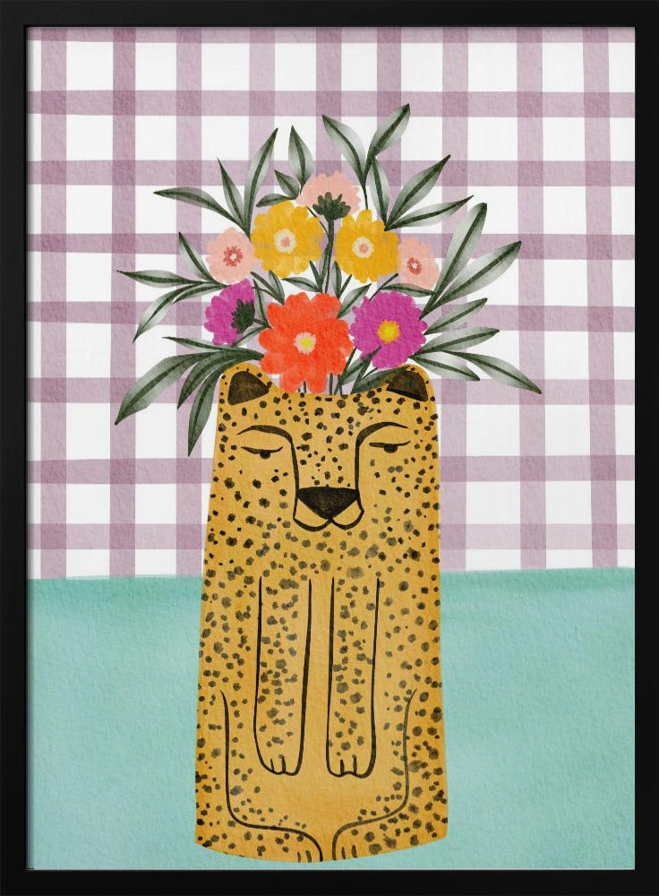 Luipaardvormige vaas met bloem | Poster